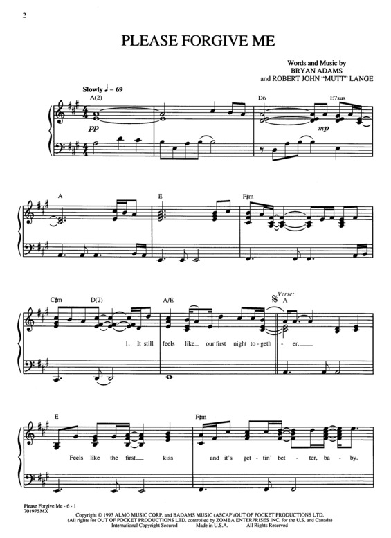 Partitura da música Please Forgive Me v.2