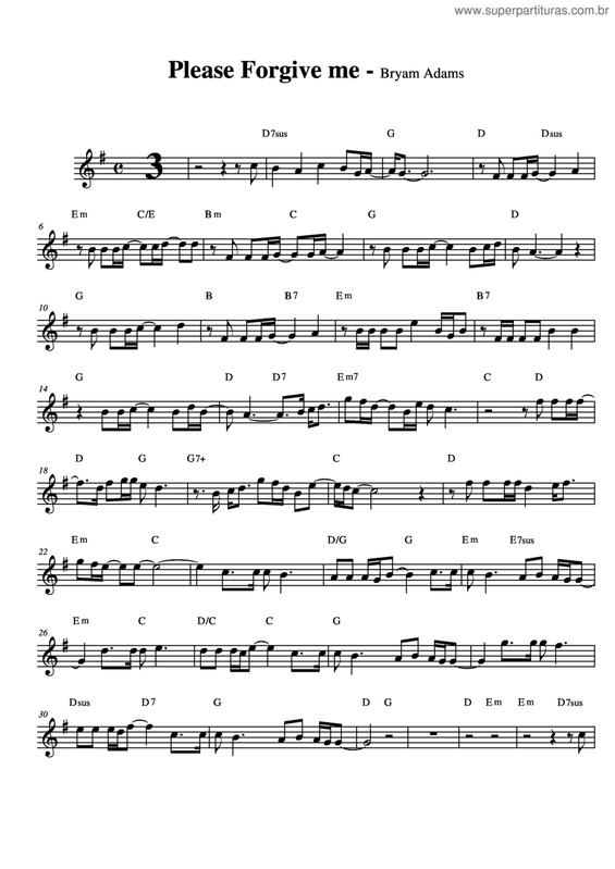 Partitura da música Please Forgive Me v.3