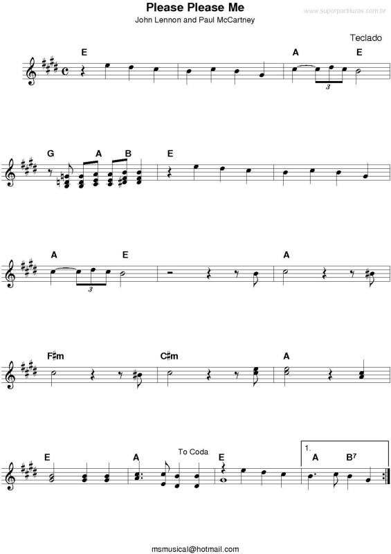 Partitura da música Please Please Me v.2