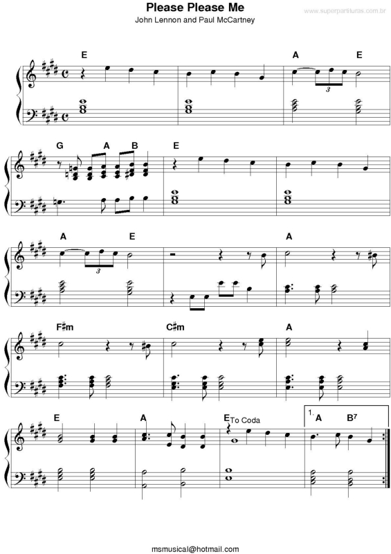 Partitura da música Please Please Me