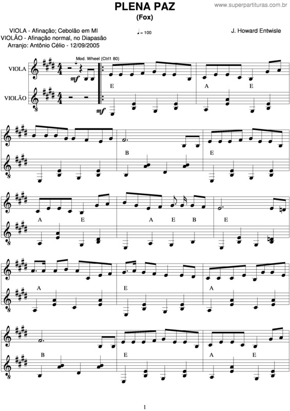 Partitura da música Plena Paz v.6