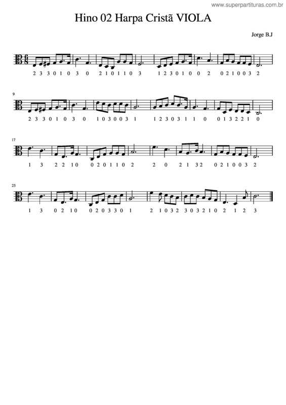 Partitura da música Plena Paz Viola Hino 02 Harpa Cristã