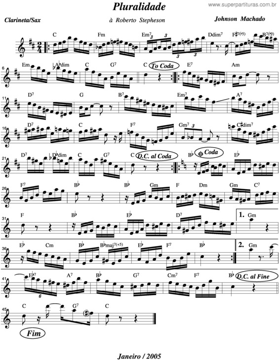 Partitura da música Pluralidade