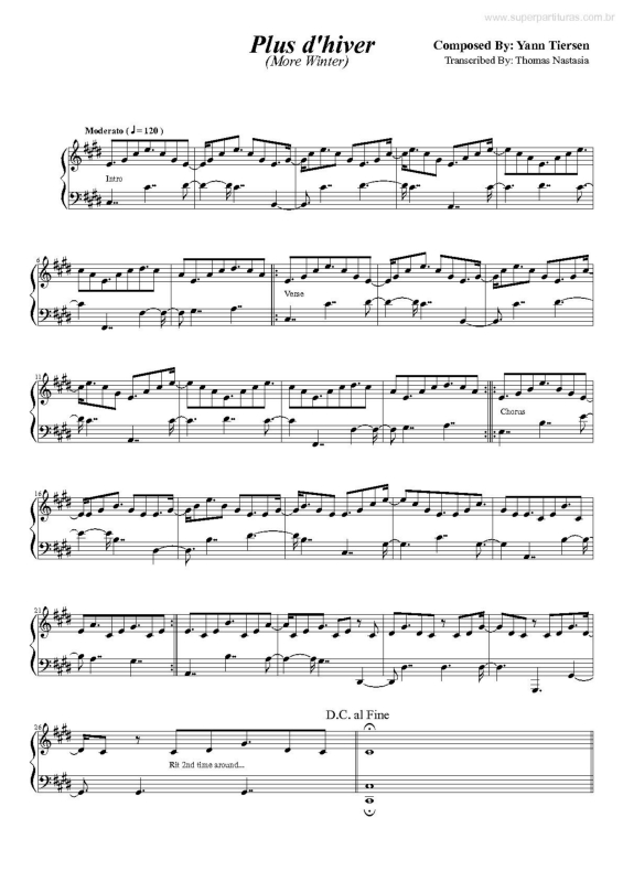 Partitura da música Plus D`Hiver