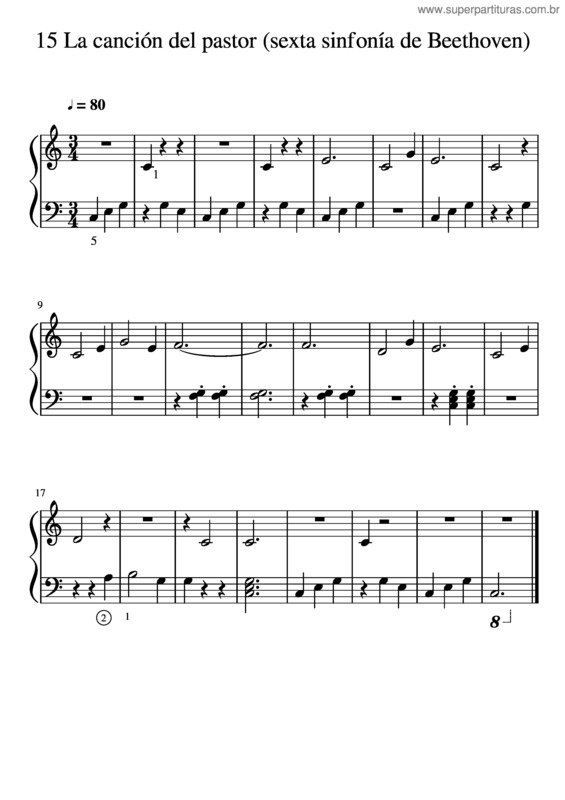 Partitura da música Pnadv 15 La Canci N Del Pastor Sexta Sinfon A De Beethoven