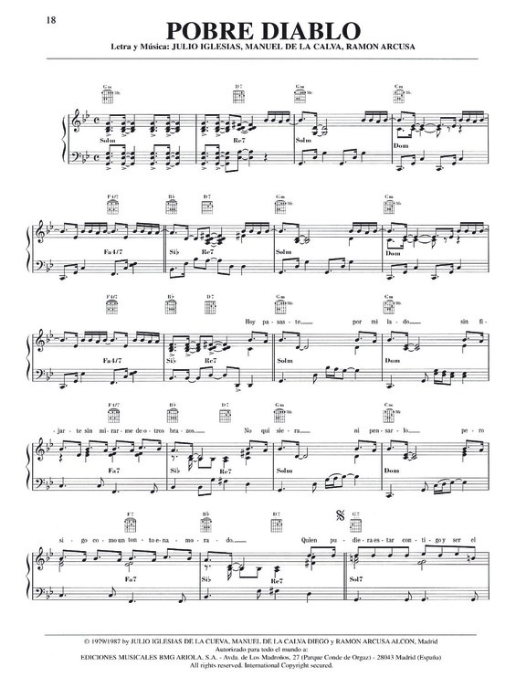 Partitura da música Pobre Diablo