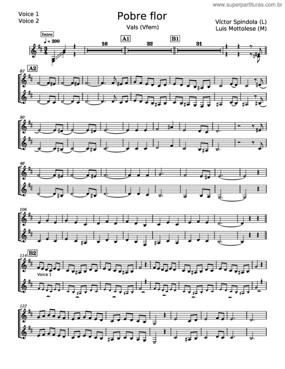 Partitura da música Pobre Flor – Víctor Spindola;Luis Mottolese