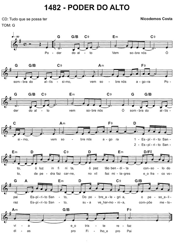 Partitura da música Poder Do Alto