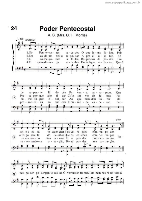 Partitura da música Poder Pentecostal