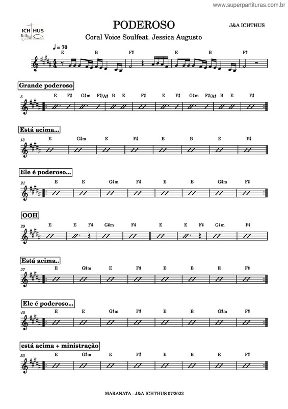 Partitura da música Poderoso – Coral Voice Soul Poderoso