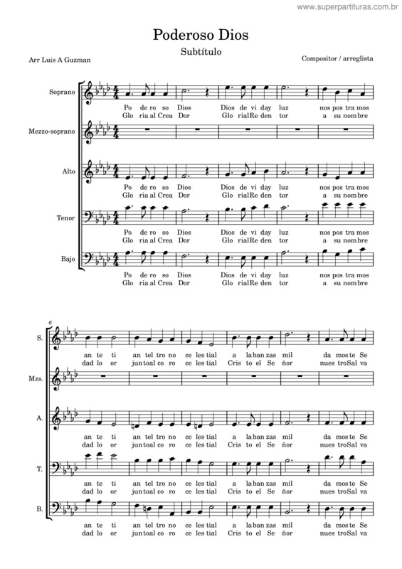 Partitura da música Poderoso Dios v.3