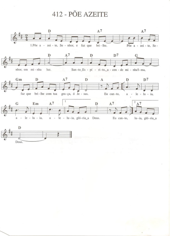 Partitura da música Põe Azeite