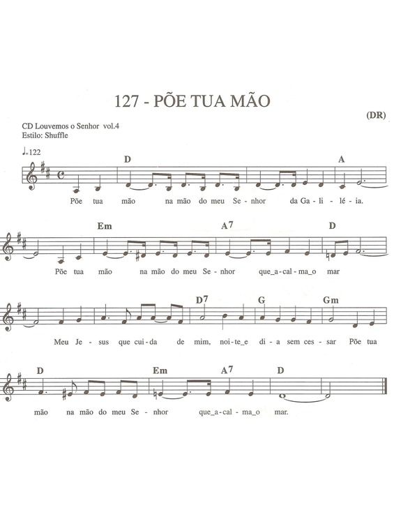 Partitura da música Põe Tua Mão