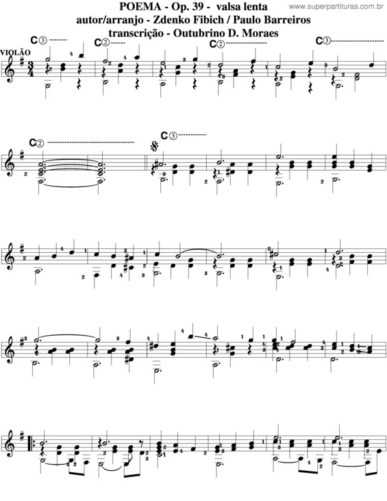 Partitura da música Poema v.3