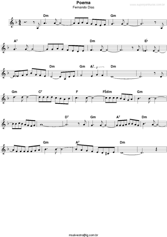 Partitura da música Poema