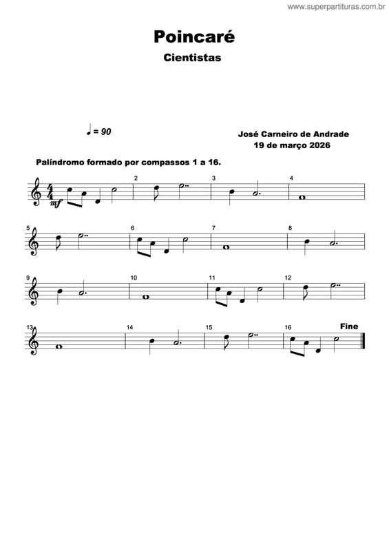 Partitura da música Poincaré