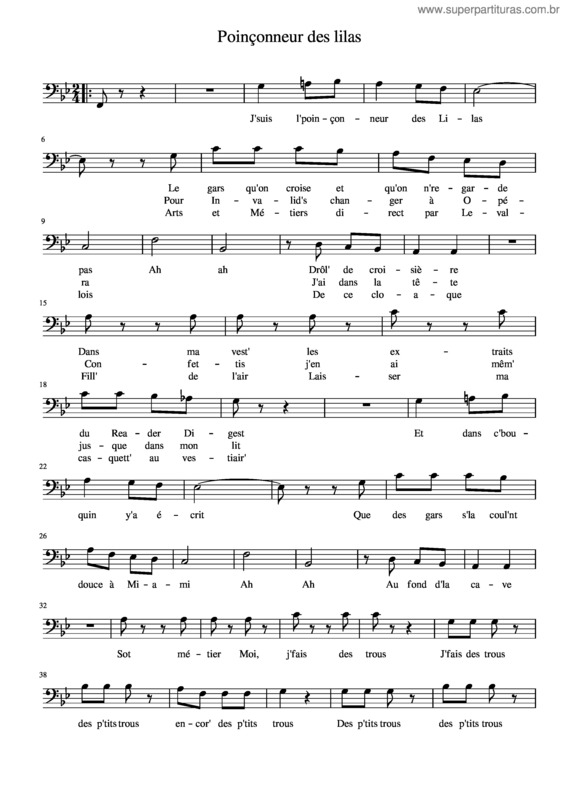 Partitura da música Poinçonneur Des Lilas