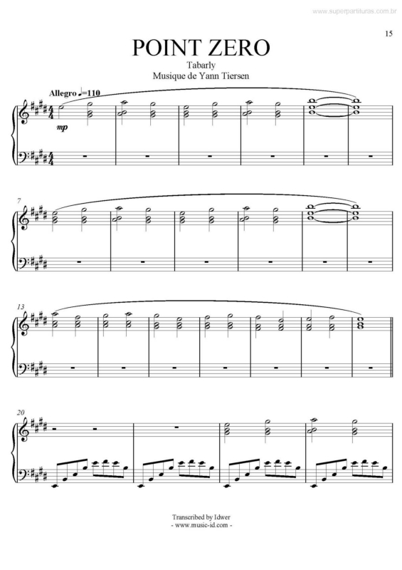 Partitura da música Point Zero