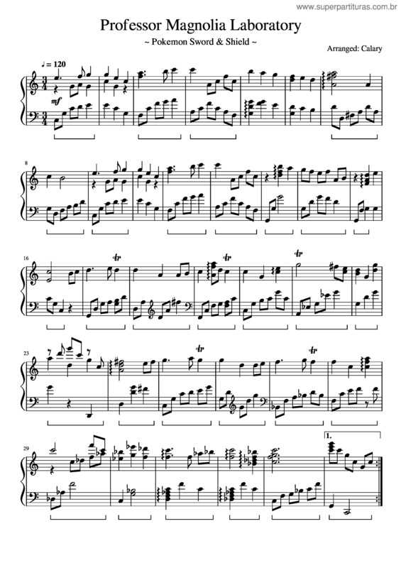 Partitura da música Pokemon Sword & Shield