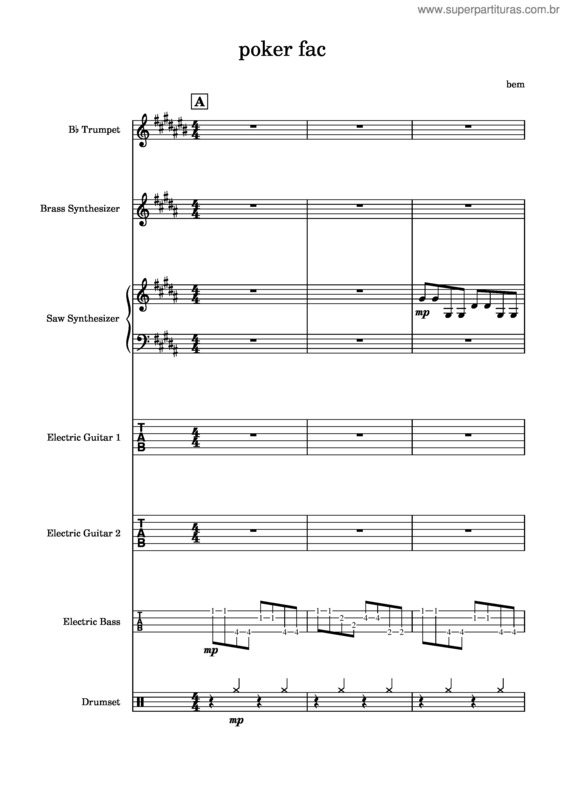 Partitura da música Poker Fac