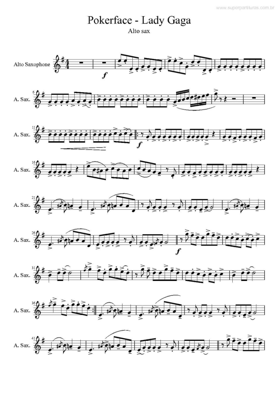 Partitura da música Poker Face v.6