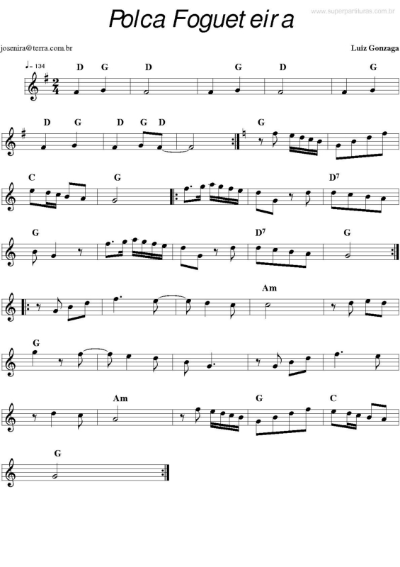 Partitura da música Polca Fogueteira