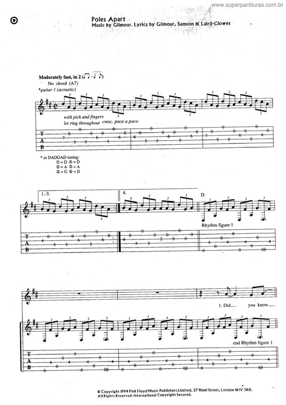 Partitura da música Poles apart