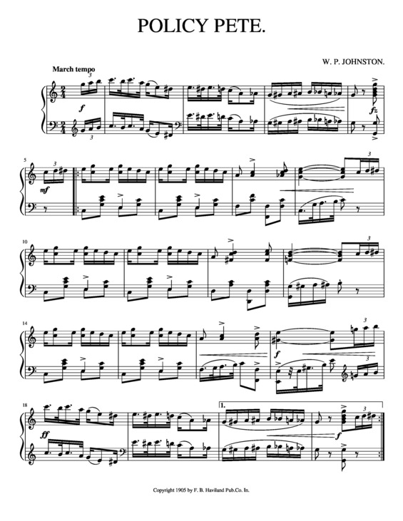 Partitura da música Policy Pete 1905