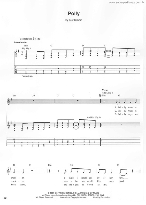 Partitura da música Polly