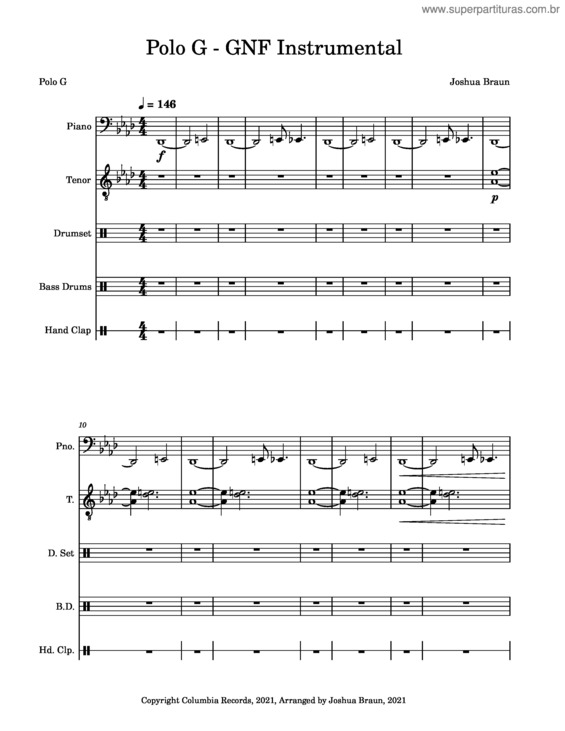 Partitura da música Polo G – Gnf Instrumental
