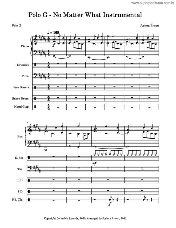 Partitura da música Polo G – No Matter What Instrumental