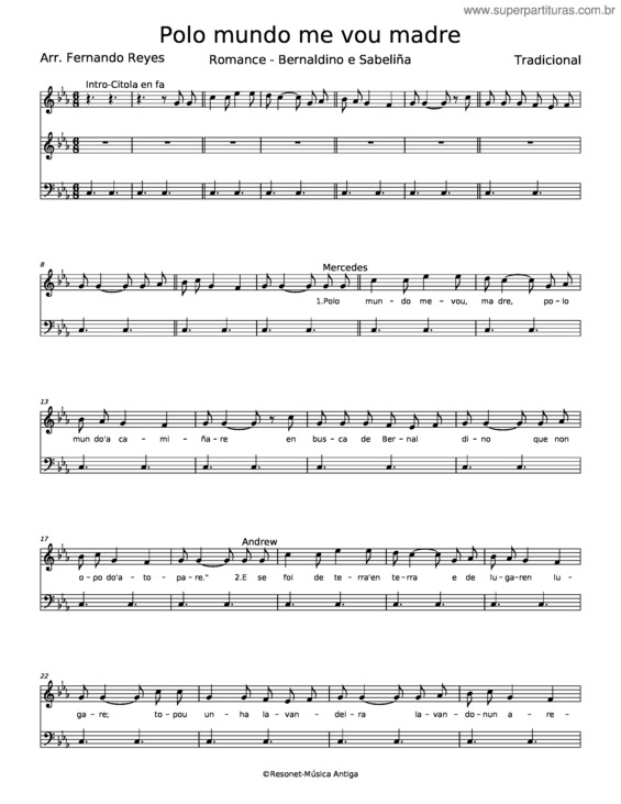 Partitura da música Polo Mundo Me Vou Madre