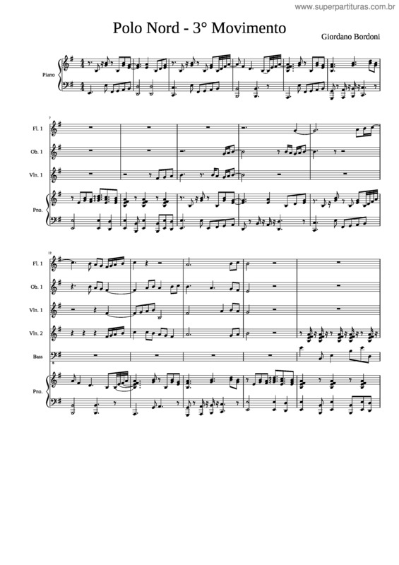 Partitura da música Polo Nord – 3° Movimento