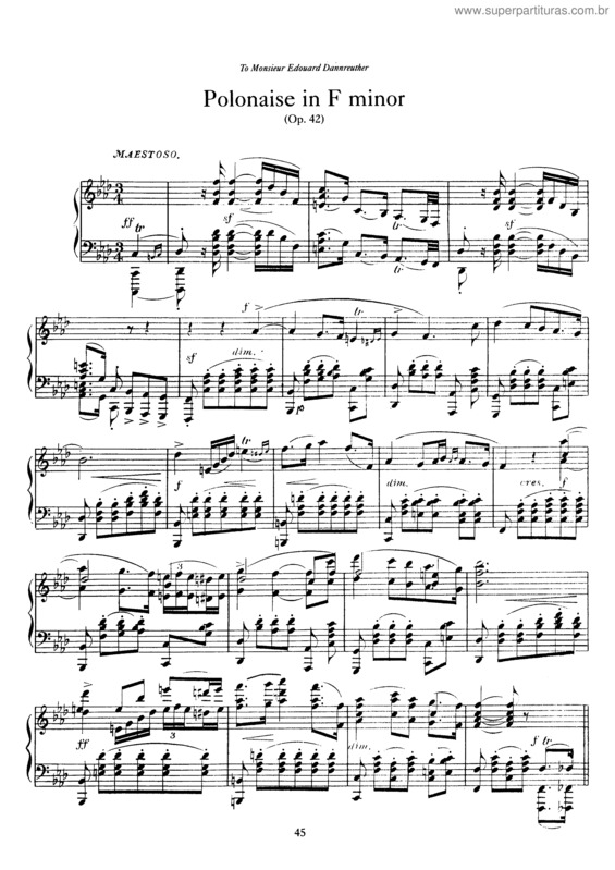 Partitura da música Polonaise in F minor