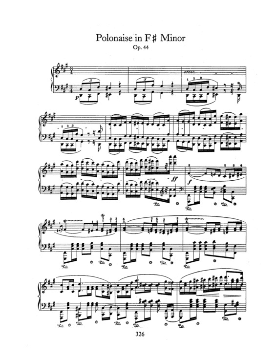 Partitura da música Polonaise in F sharp minor