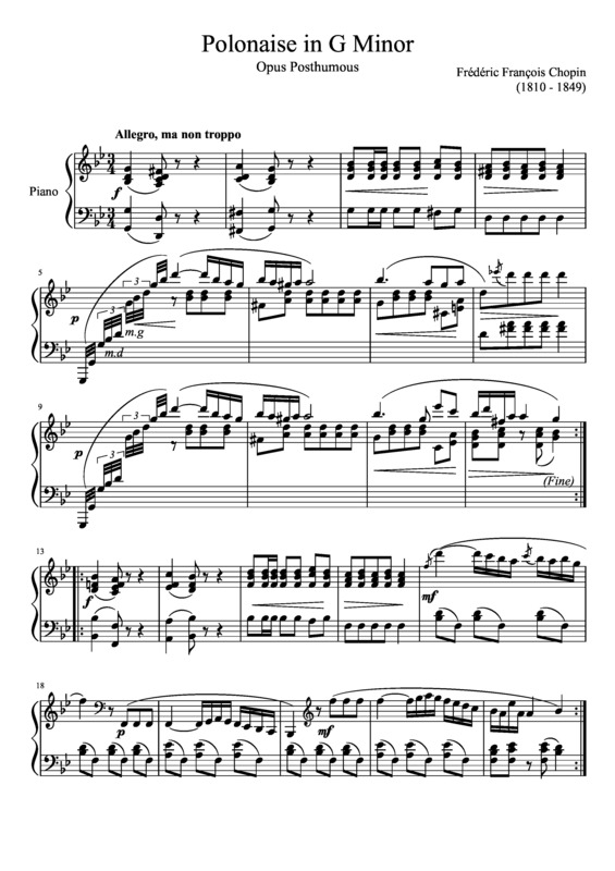 Partitura da música Polonaise v.10