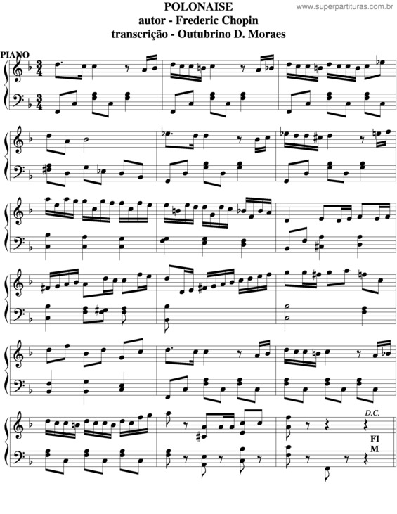 Partitura da música Polonaise