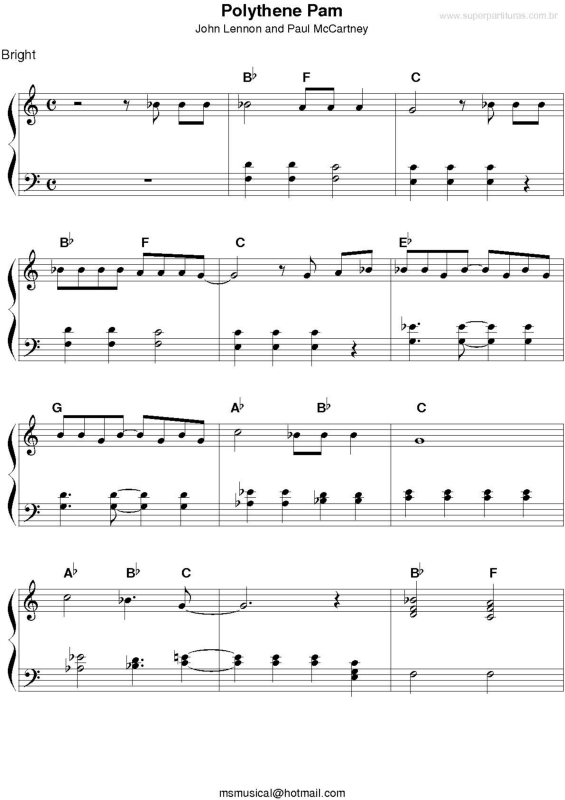 Partitura da música Polythene Pam