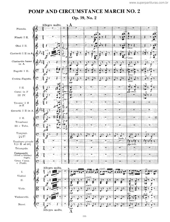 Partitura da música Pomp and Circumstance March No. 2