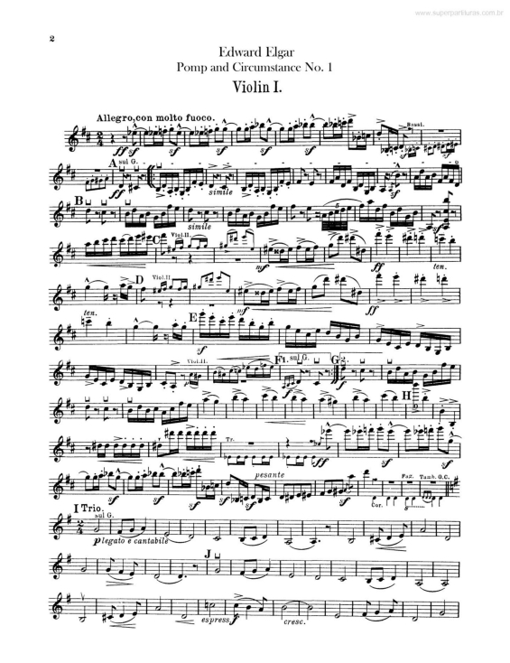 Partitura da música Pomp And Circumstance No. 1