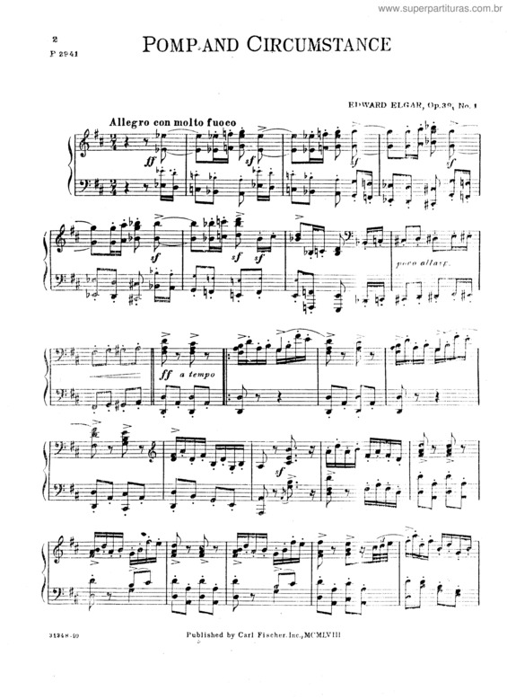 Partitura da música Pomp And Circumstance