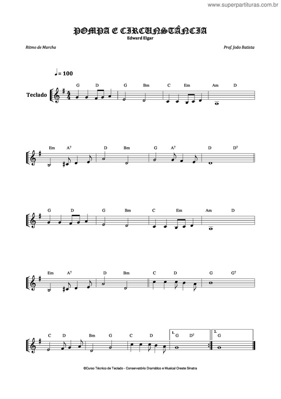 Partitura da música Pompa E Circunstância