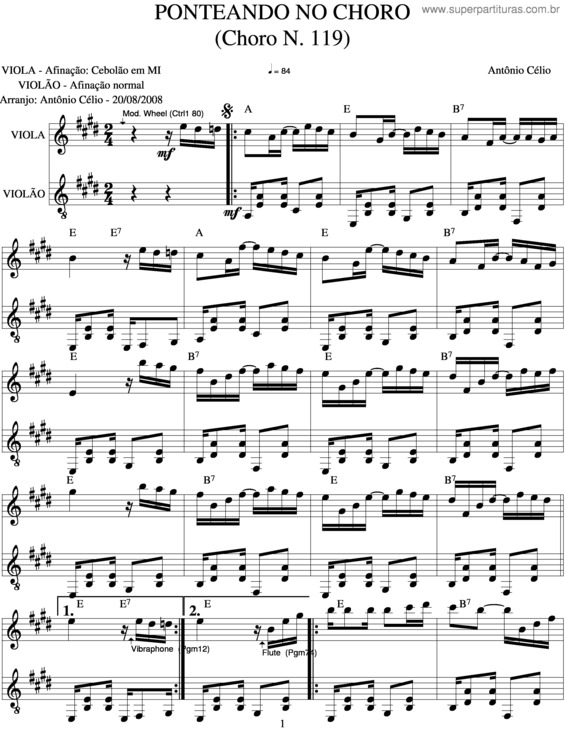 Partitura da música Ponteando No Choro