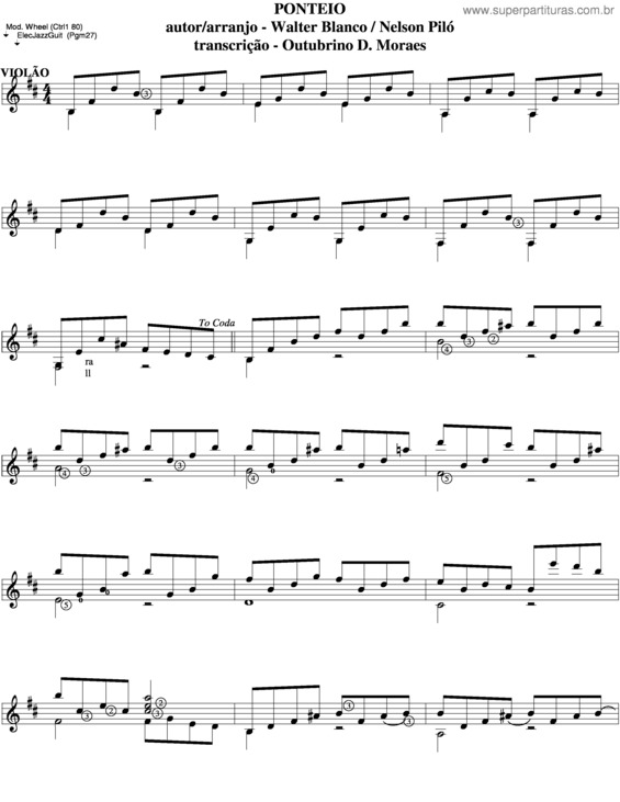 Partitura da música Ponteiro v.2