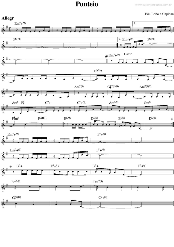 Partitura da música Ponteiro