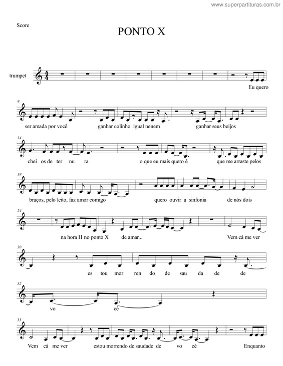 Partitura da música Ponto X