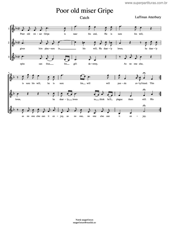 Partitura da música Poor Old Miser Gripe