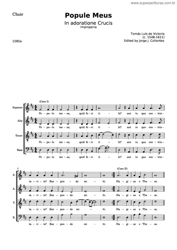 Partitura da música Popule Meus – Victoria