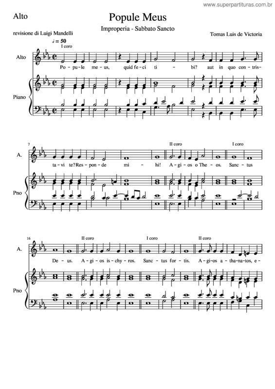 Partitura da música Popule Meus–Alto
