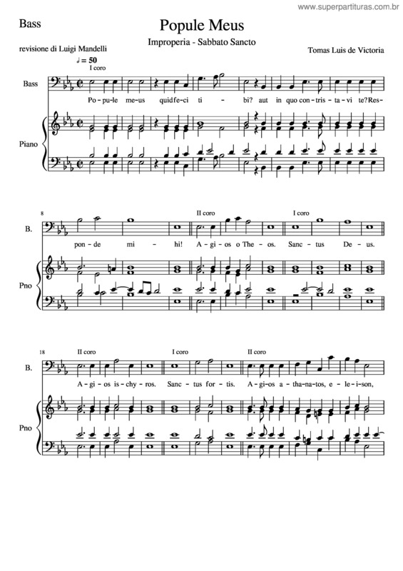 Partitura da música Popule Meus–Bass